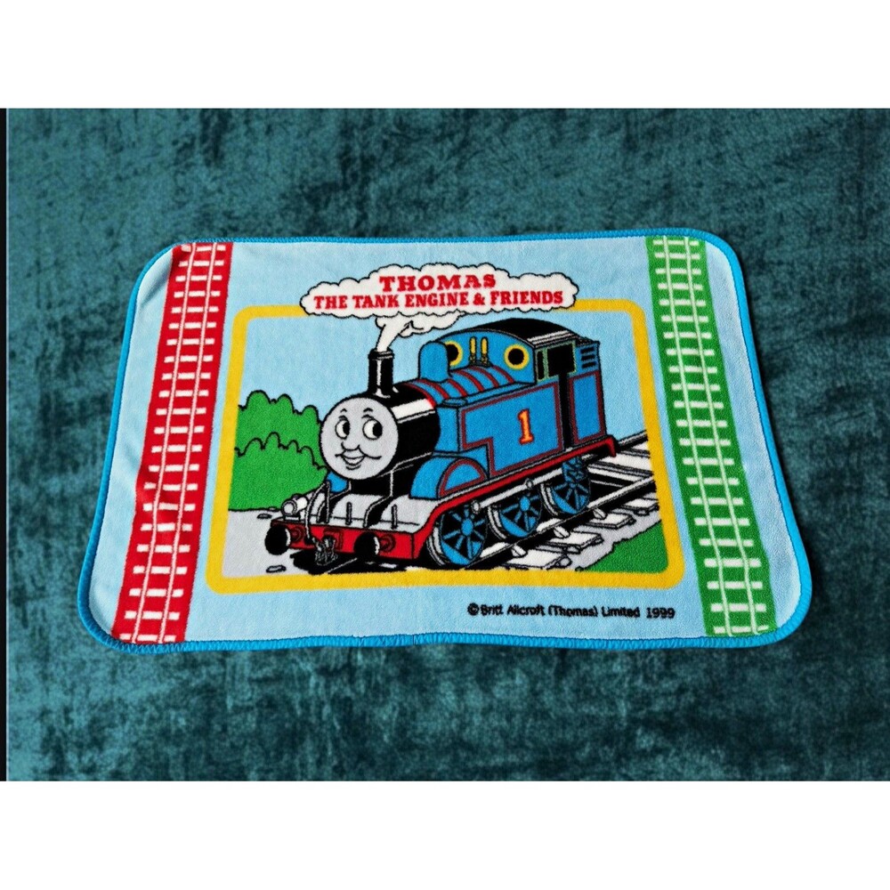 Vintage 1999 Thomas The Tank Engine & Friends Blue Fleece Blanket